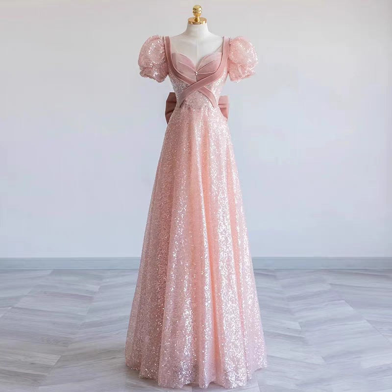 Pink Evening Dress for Women New Long High-End Temperament Ladies Annual Meeting L0671