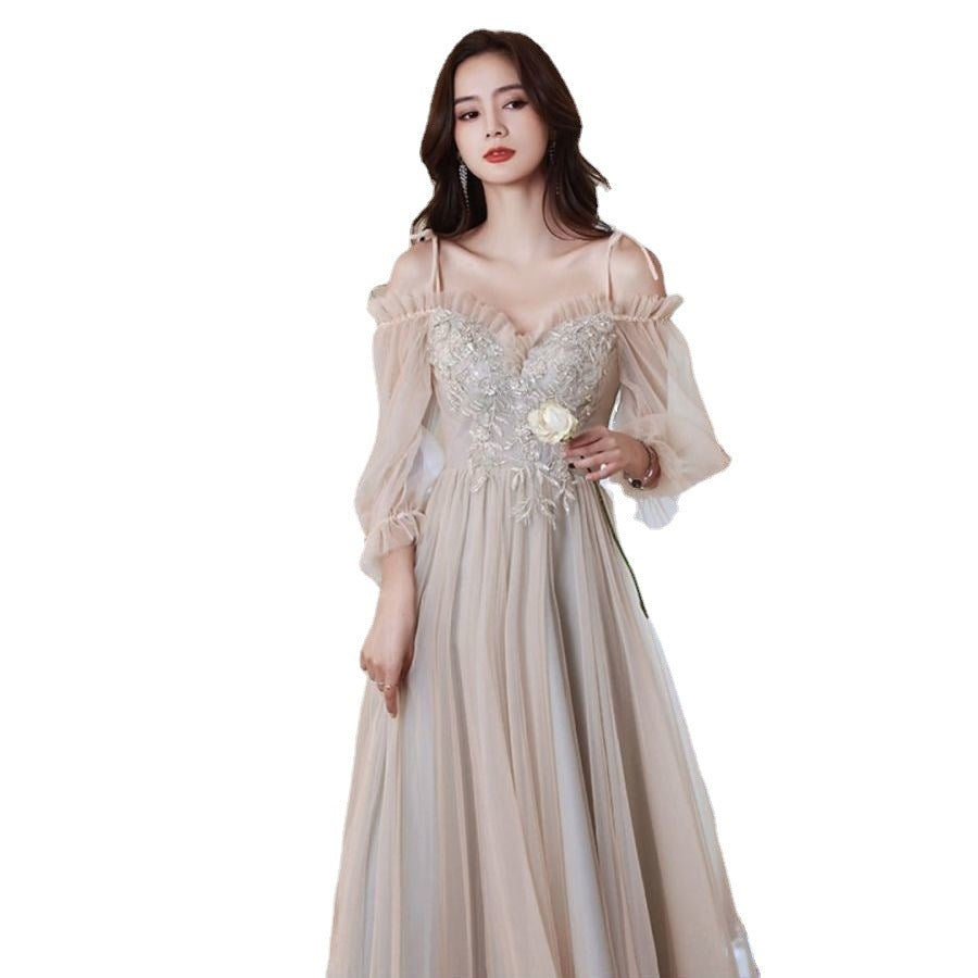 Bridesmaid Dress Women's Spring 2022 New Wedding Fairy Female Friends Sisters Party Party Dress Slimming Long H667