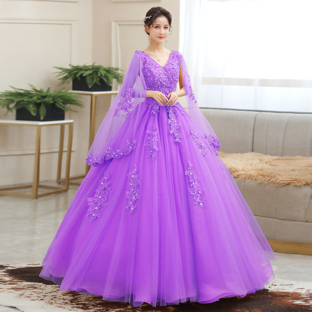 Yellow green  blue red purple dress Wedding Dress Annual Meeting Host Performance Student Vocal Solo Art Exam Clothing Pettiskirt Long Evening Dress for Women