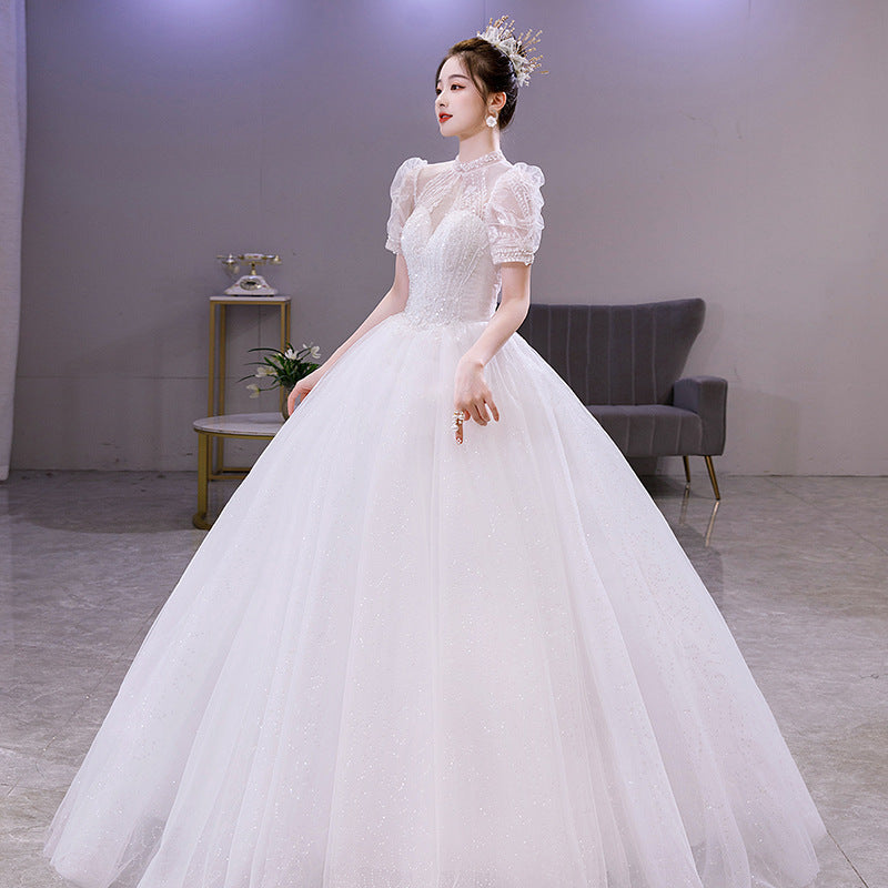 Wedding Dress with Puff Sleeves Light Wedding Dress for Dreamy Bride Simple Super Fairy Mori Style Wedding Veil Small H281