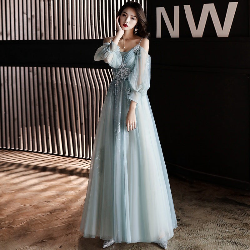 Dress Graduation Ceremony Dinner Party Dress Adult Ceremony Mori Style Model Catwalk Sling Annual Meeting Dress H828