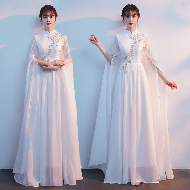 Dinner dress Female Dress Chinese Style Guzheng Performance Clothing Adult Temperament Choir Performance Wear H239