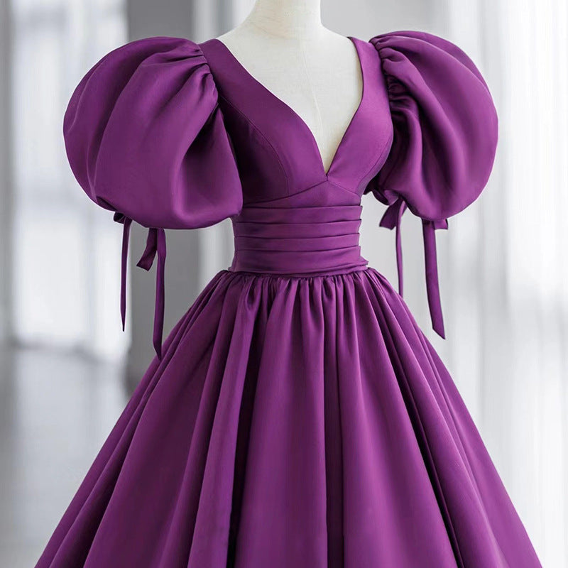 Purple Evening Dress Women's Light Luxury Minority High-End Ladies Birthday High Sense Host's Dress H222