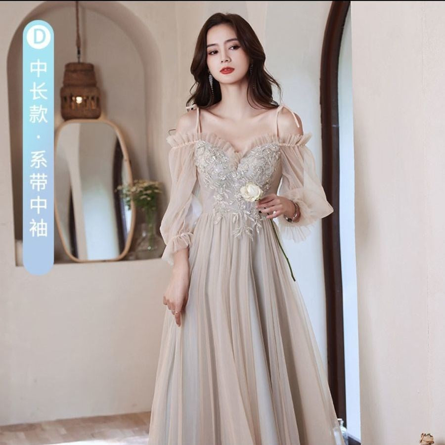 Bridesmaid Dress Women's Spring 2022 New Wedding Fairy Female Friends Sisters Party Party Dress Slimming Long H667