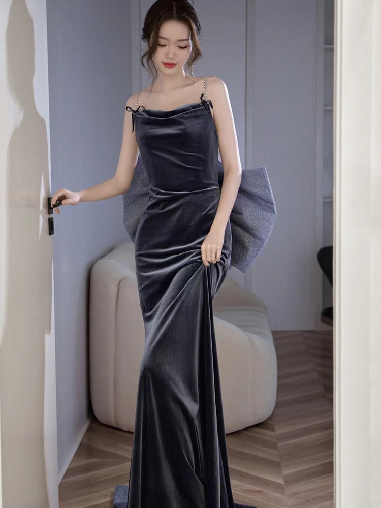 Dinner Dress Evening Party Navy Blue Evening Dress Dignified and Elegant Birthday Party Dress Fishtail Banquet Ball Gown Ceremony Dresses H297