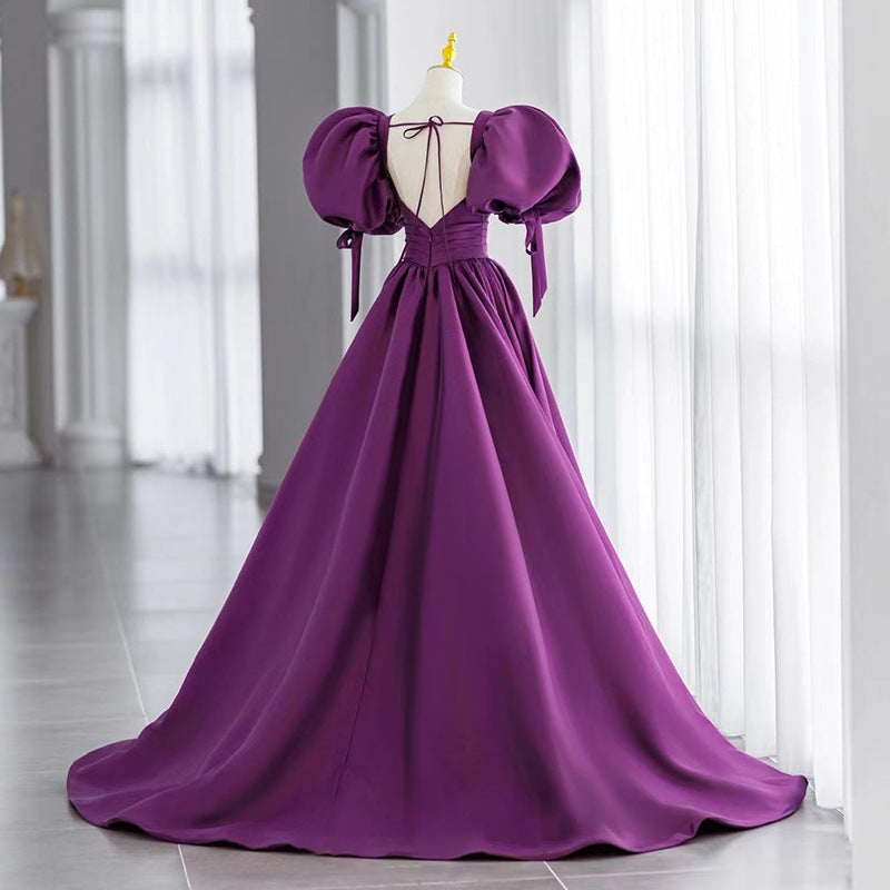 Purple Evening Dress Women's Light Luxury Minority High-End Ladies Birthday High Sense Host's Dress H222