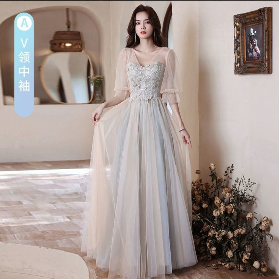 Bridesmaid Dress Women's Spring 2022 New Wedding Fairy Female Friends Sisters Party Party Dress Slimming Long H667