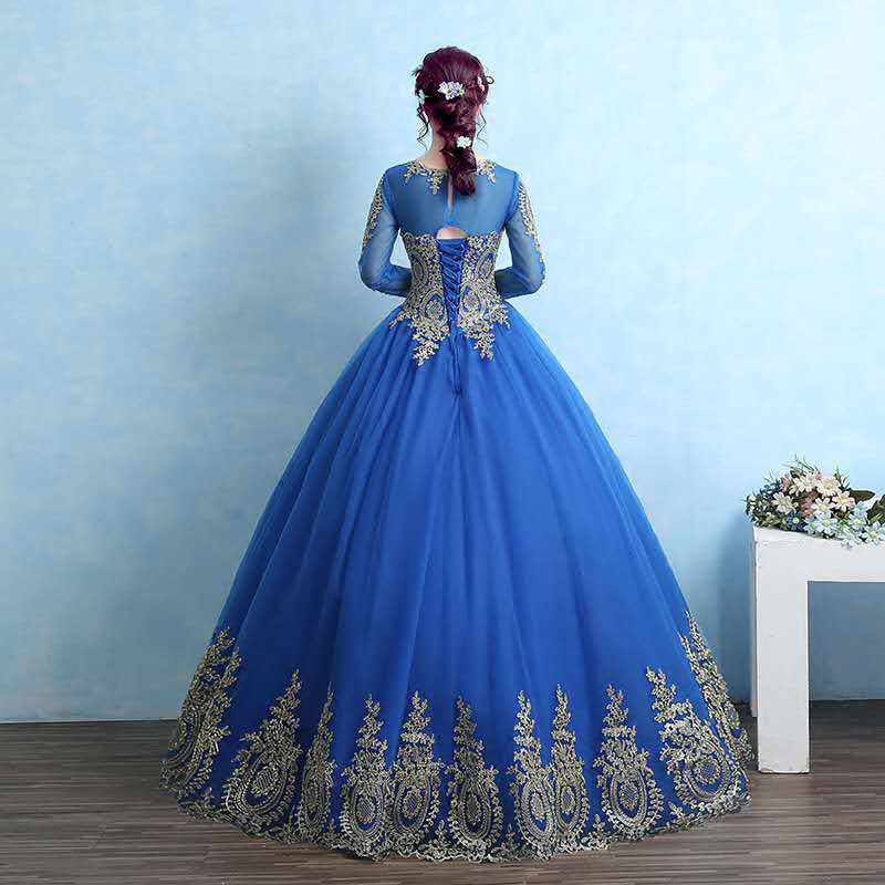 Blue dress Women's Long Colored Mesh Studio Bride Banquet Host Evening Dress Solo Art Exam Performance Dress Pettiskirt