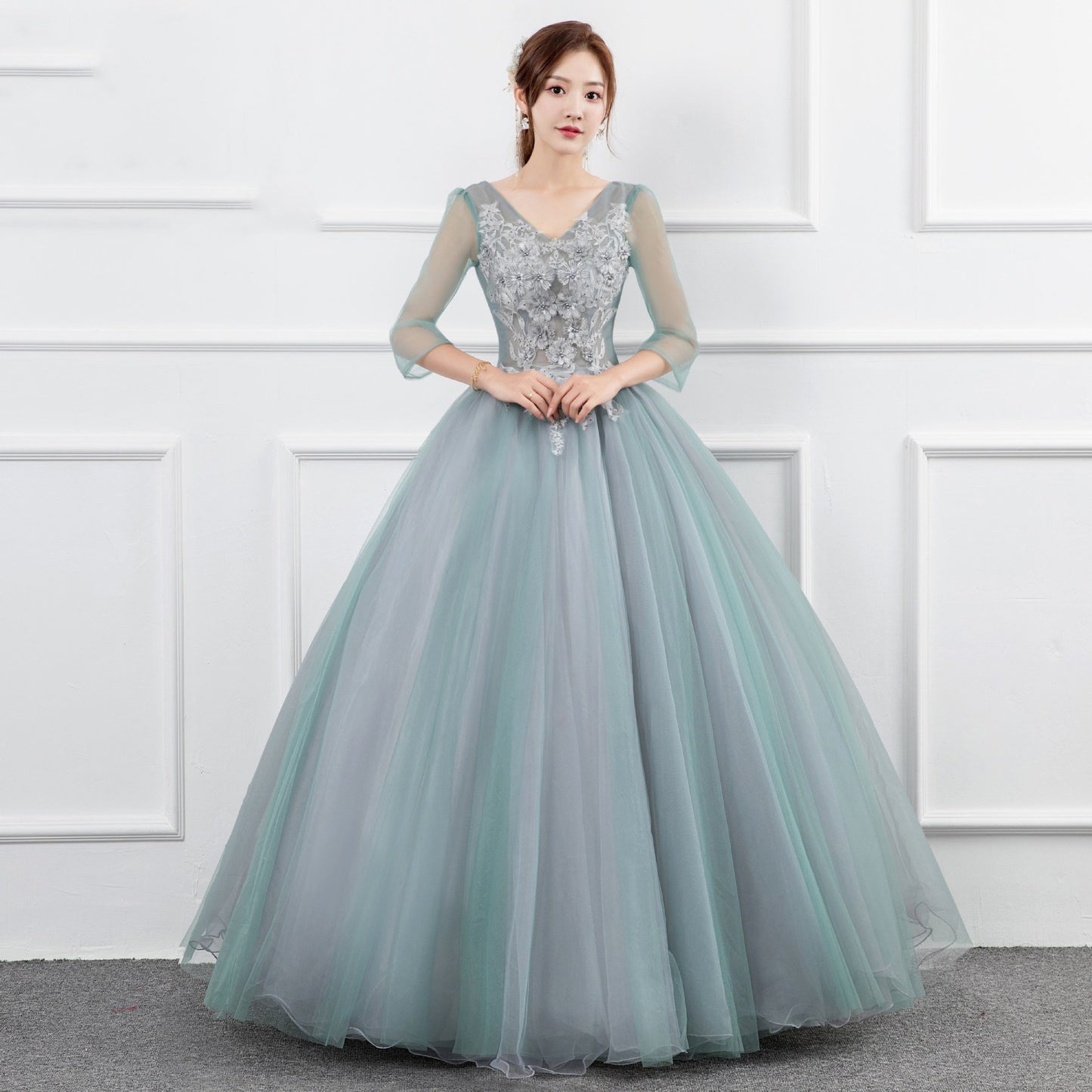 Wedding Dress Mint Green Embroidery Noble Elegant after the Year Art Exam Beauty Evening Dress Pettiskirt Beautiful Princess Dress LAS373