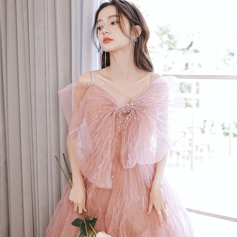 Pink Evening Dress Banquet Elegant Lady of Note Temperament Host Long Dress Guest Dress for Dinner Party Birthday Birthday Lovely Wedding H890