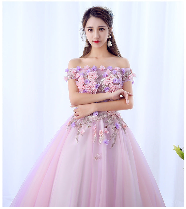 Evening Dress Host Costume Vocal Music Art Test Student Singing Bel Canto Solo Stage Dress Women's Long H829