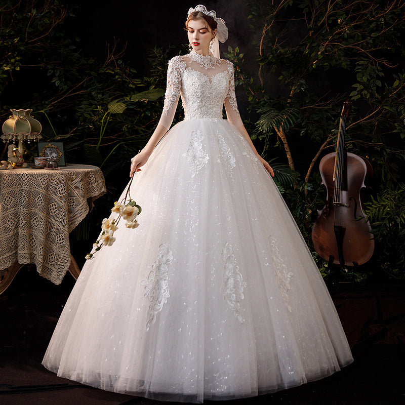 Wedding Dress Bridal Wedding Dress Pettiskirt Hepburn Chinese Stand Collar Flat H968