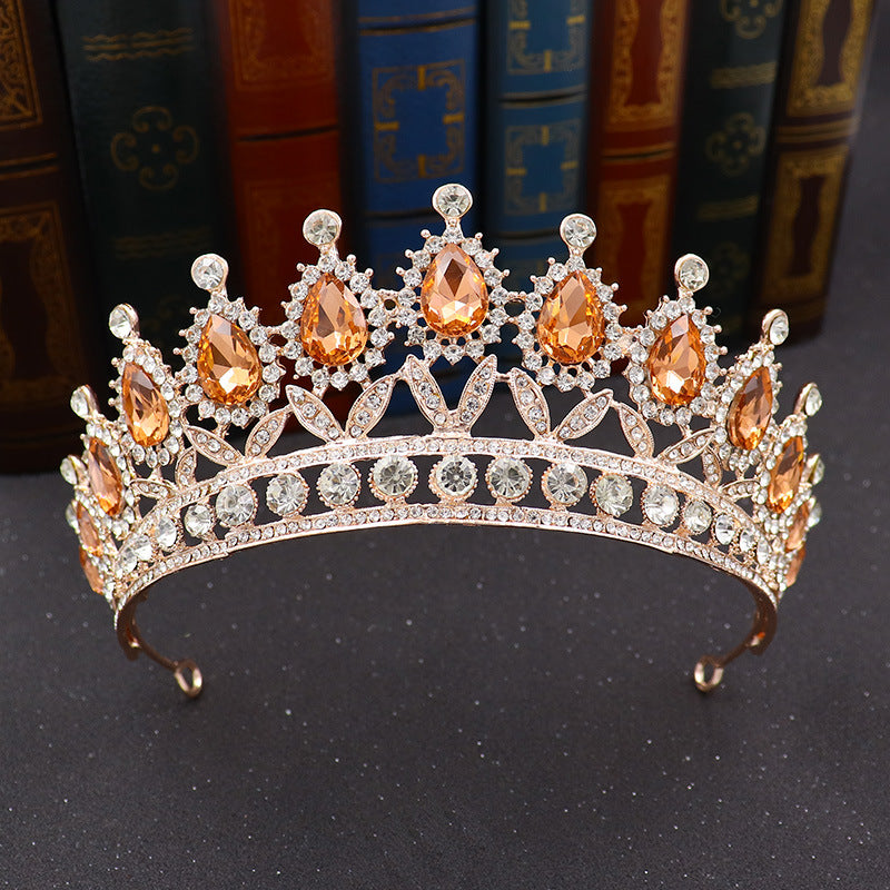 hair Crown European And American Bride Crown Baroque Drop-Shaped Diamond Princess Crown Performance Birthday Headdress Wedding Dress Accessories Crown LAS392