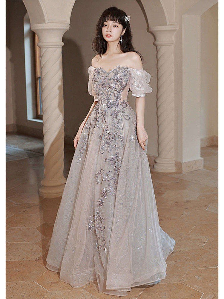 Dinner Dress French Royal Style Banquet Temperament Socialite Princess on the Run Host Wedding Dress H829