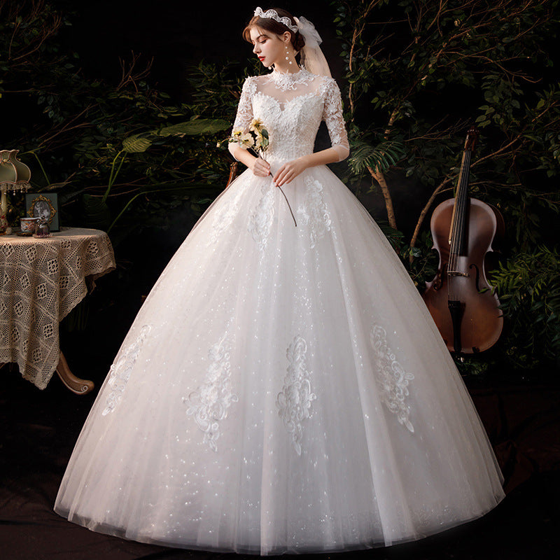 Wedding Dress Bridal Wedding Dress Pettiskirt Hepburn Chinese Stand Collar Flat H968