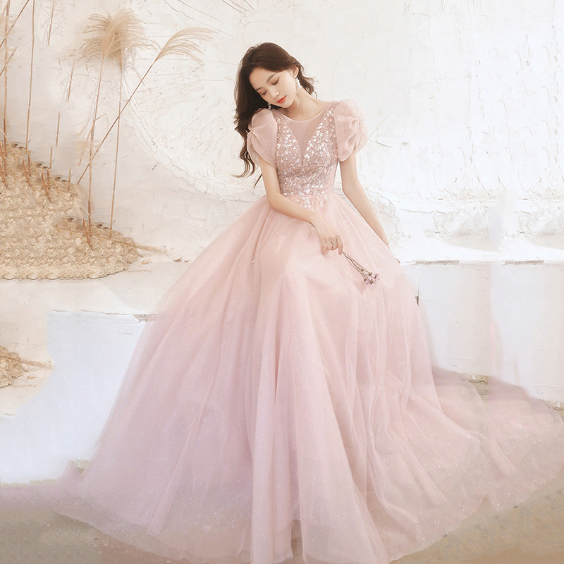 Evening Dress Pink Lace Dress Host Banquet dinner dresses H129