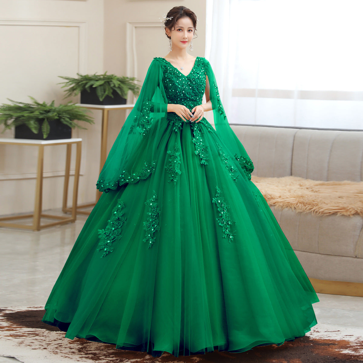 Yellow green  blue red purple dress Wedding Dress Annual Meeting Host Performance Student Vocal Solo Art Exam Clothing Pettiskirt Long Evening Dress for Women