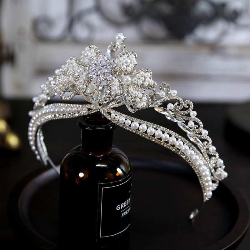 Hair Accessories Baroque Hepburn Style Bridal Crown Headdress Bow Birthday Crown European Retro H729