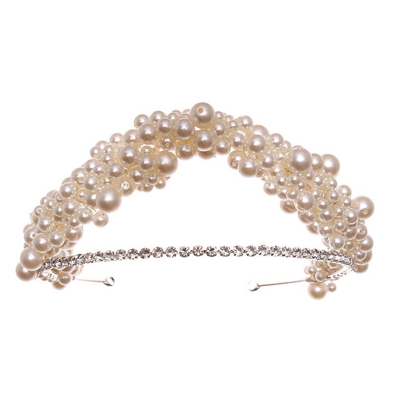 Korean Style Pearl Headband wedding Crown Exquisite Hand-Made Textured Headdress Wedding Dress Headdress Bride Wedding Jewelry