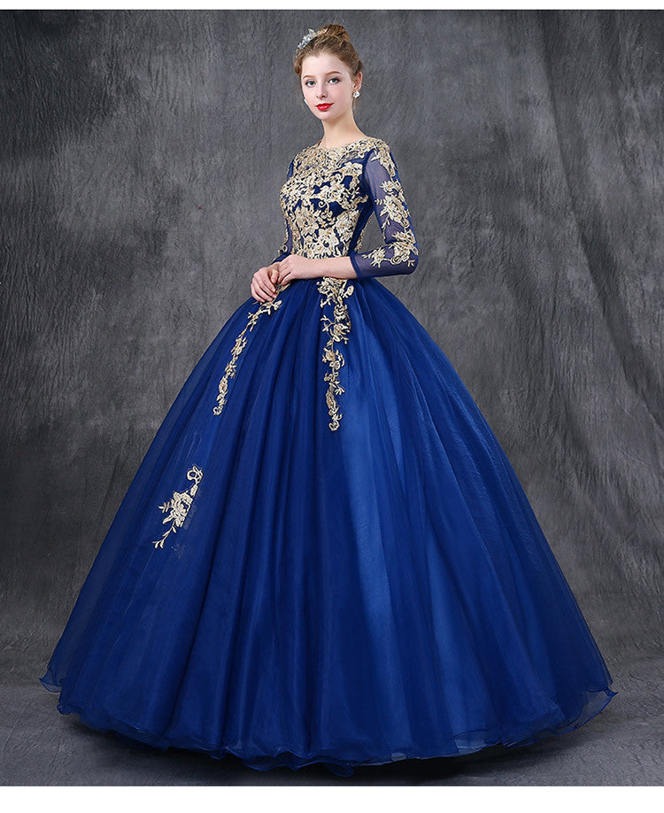 Palace Style Dress Wedding Dress Embroidery Solo Performance Costume Annual Meeting Host Evening Dress Art Exam Singing Dress Female H667