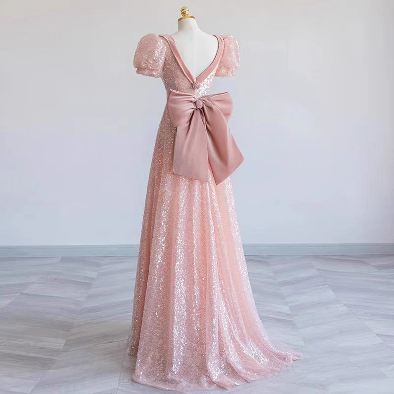 Pink Evening Dress for Women New Long High-End Temperament Ladies Annual Meeting L0671