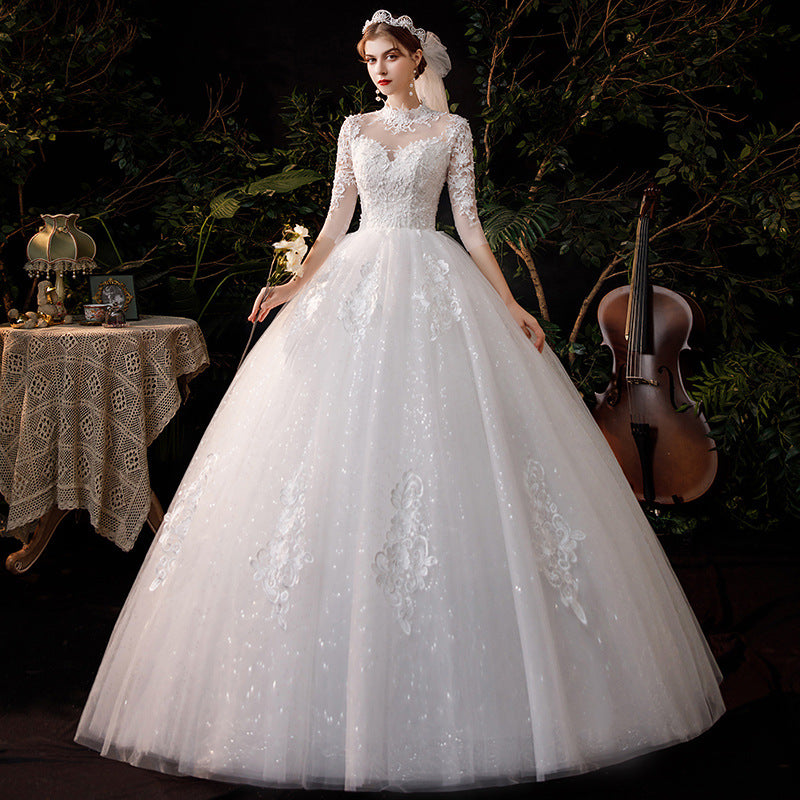 Wedding Dress Bridal Wedding Dress Pettiskirt Hepburn Chinese Stand Collar Flat H968