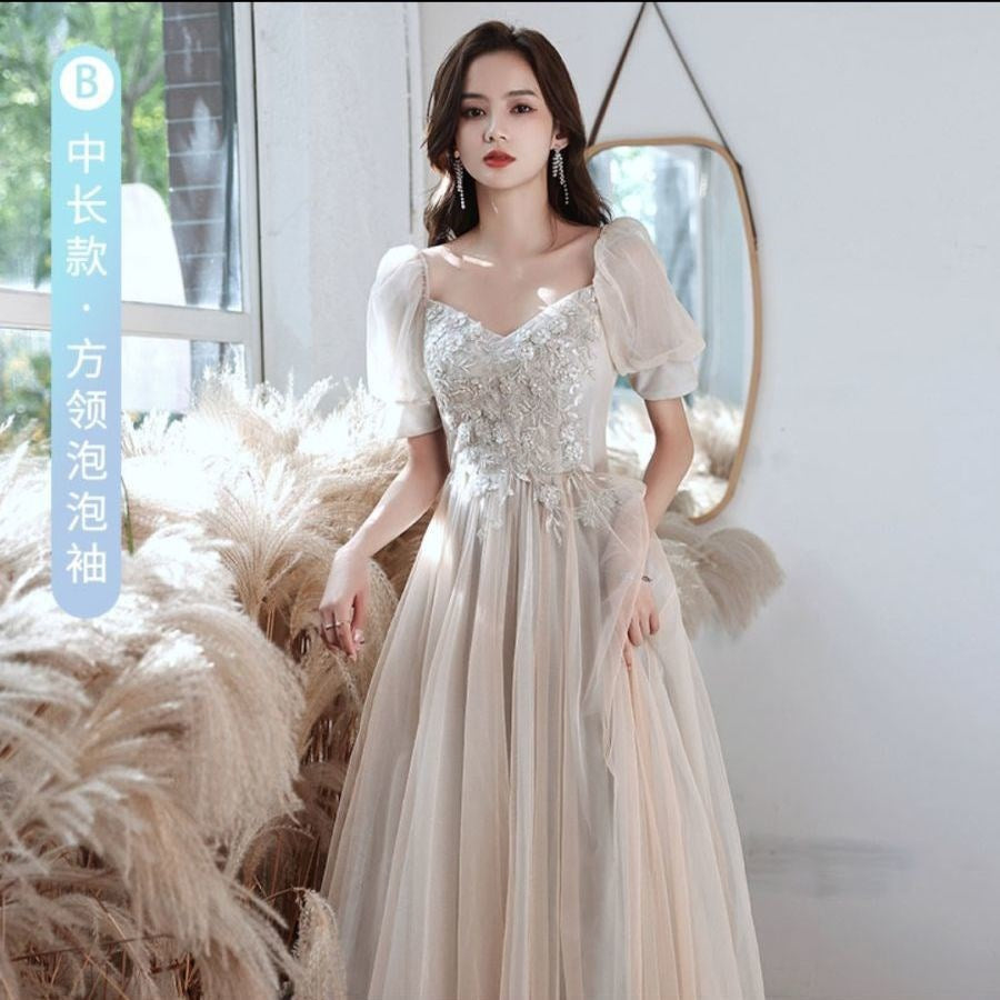 Bridesmaid Dress Women's Spring 2022 New Wedding Fairy Female Friends Sisters Party Party Dress Slimming Long H667