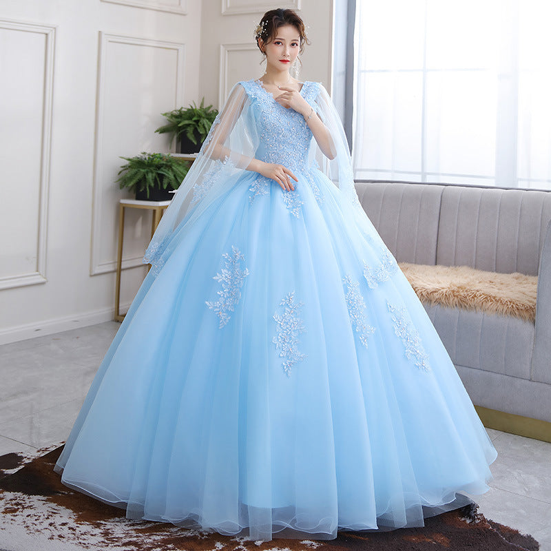 Yellow green  blue red purple dress Wedding Dress Annual Meeting Host Performance Student Vocal Solo Art Exam Clothing Pettiskirt Long Evening Dress for Women