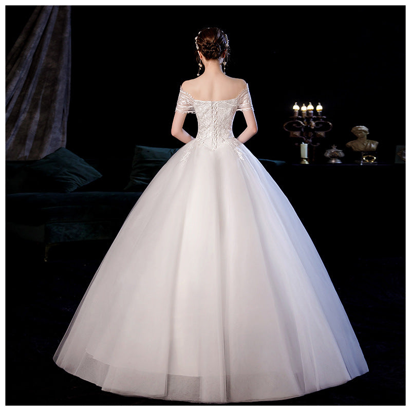 Wedding Dress Korean Style off-Shoulder Waist Slimming Flat Tube Top Wedding Dress Gift H982