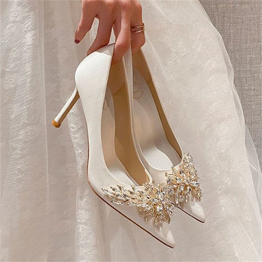 wedding shoes for dinner stiletto heels women's fashion bridesmaid shoes Wedding shoes slimming single shoes