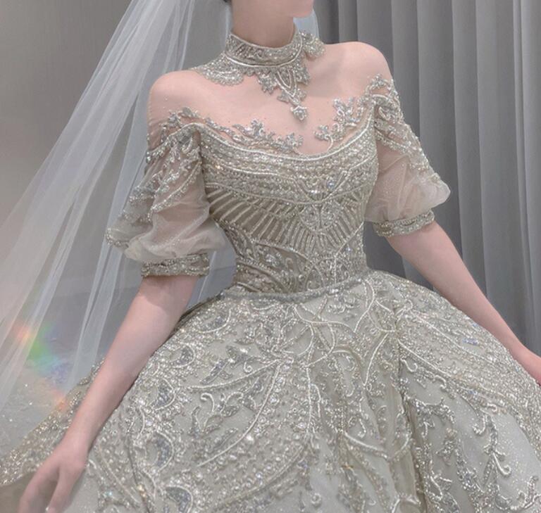 French master wedding dress luxury lace dress trailing new texture small heavy heavy tail palace wind main yarn wedding ceremony wedding dress