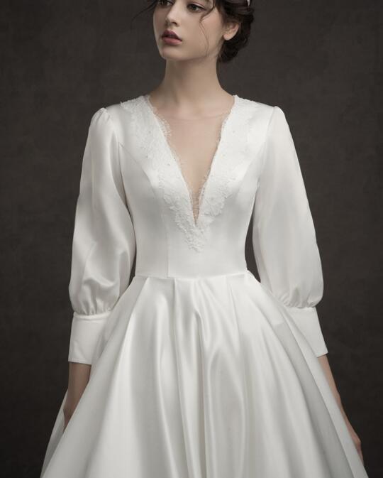 New Spring Heavy Industry French wedding dress vintage Hepburn style main wedding dress