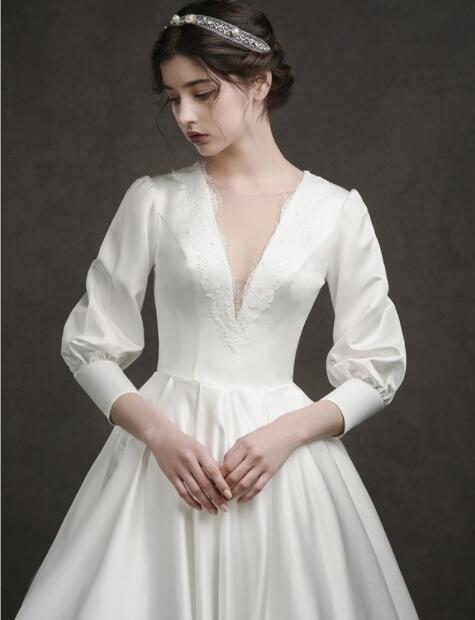 New Spring Heavy Industry French wedding dress vintage Hepburn style main wedding dress