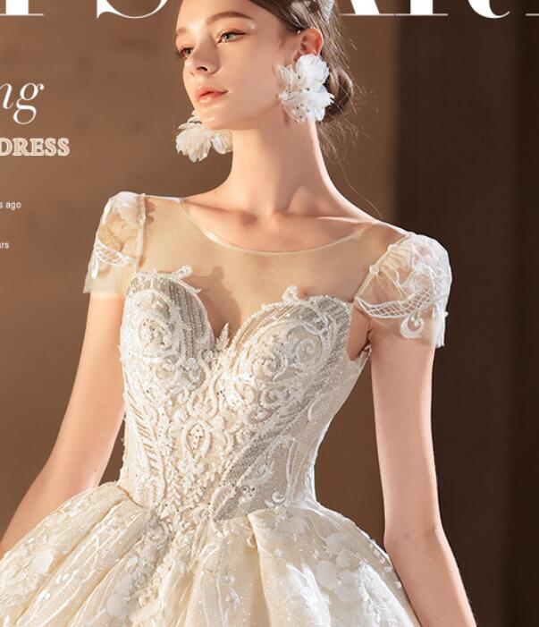 Wedding dress 2022 new summer French palace wind drag tail luxury senior temperament show thin