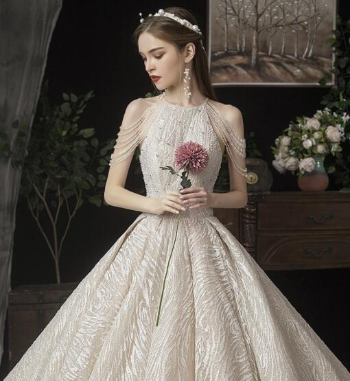 Pricess dress same main wedding dress 2022 new bride tail sen princess Dream sky French small super fairy