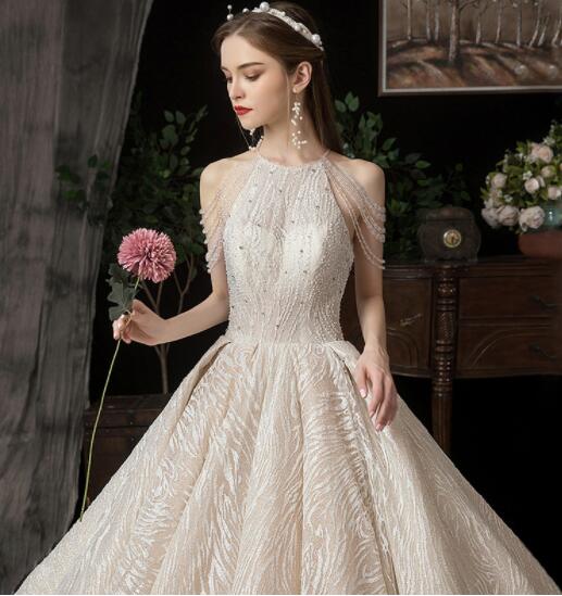 Pricess dress same main wedding dress 2022 new bride tail sen princess Dream sky French small super fairy