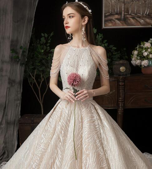 Pricess dress same main wedding dress 2022 new bride tail sen princess Dream sky French small super fairy