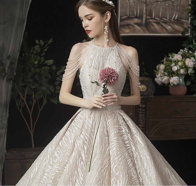 Pricess dress same main wedding dress 2022 new bride tail sen princess Dream sky French small super fairy