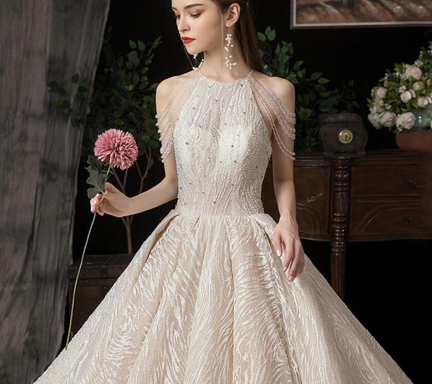 Pricess dress same main wedding dress 2022 new bride tail sen princess Dream sky French small super fairy