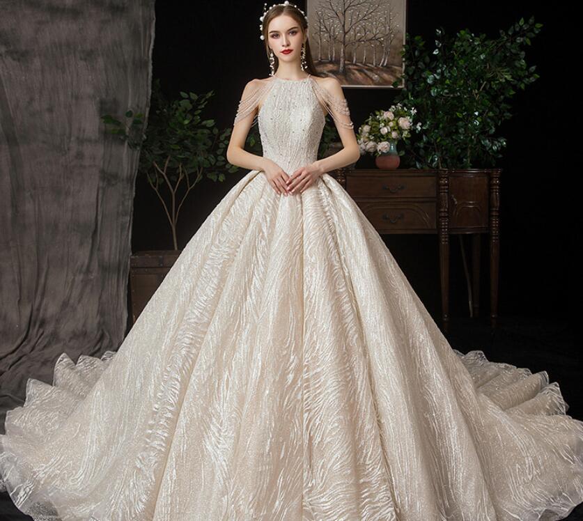 Pricess dress same main wedding dress 2022 new bride tail sen princess Dream sky French small super fairy