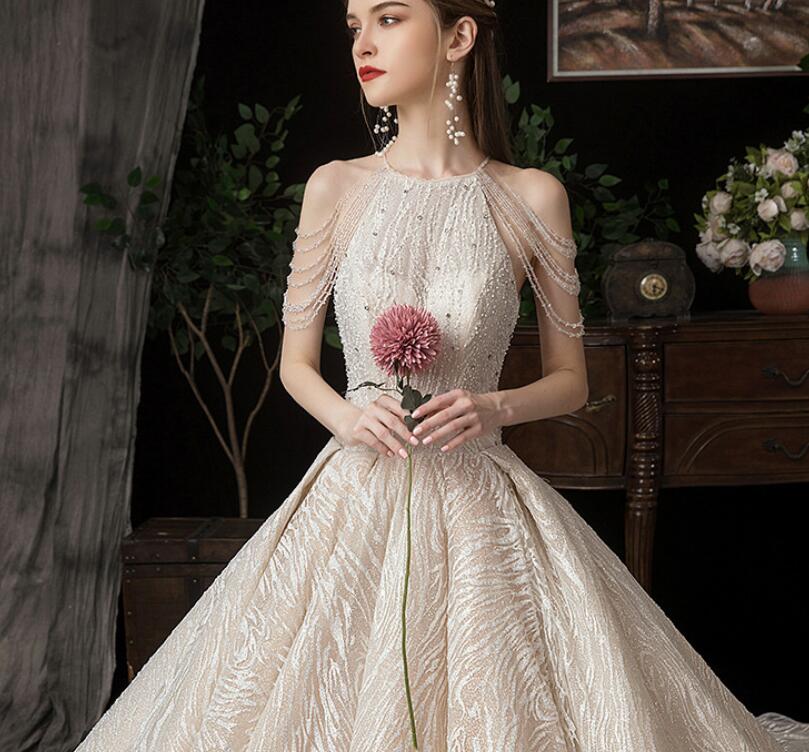 Pricess dress same main wedding dress 2022 new bride tail sen princess Dream sky French small super fairy