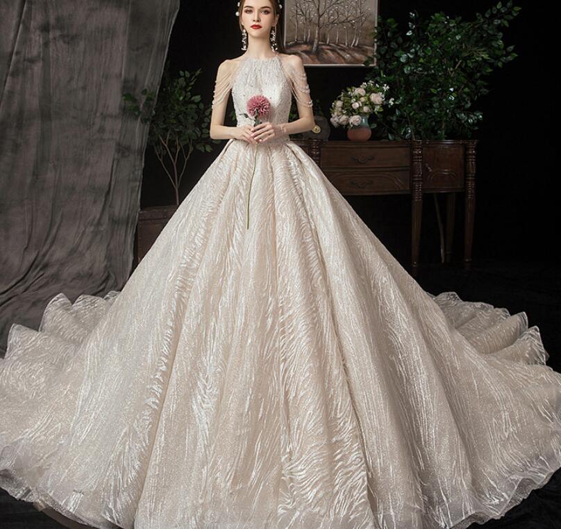 Pricess dress same main wedding dress 2022 new bride tail sen princess Dream sky French small super fairy