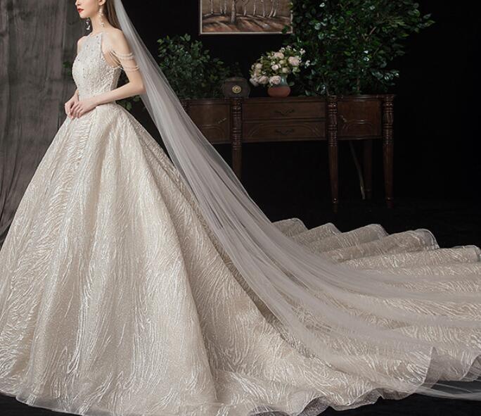 Pricess dress same main wedding dress 2022 new bride tail sen princess Dream sky French small super fairy