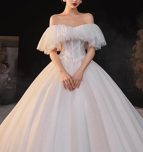 Wedding dress evening dress 2022 new bridal strapless wedding dress simple and neat sen super fairy dream trailing wedding dress women