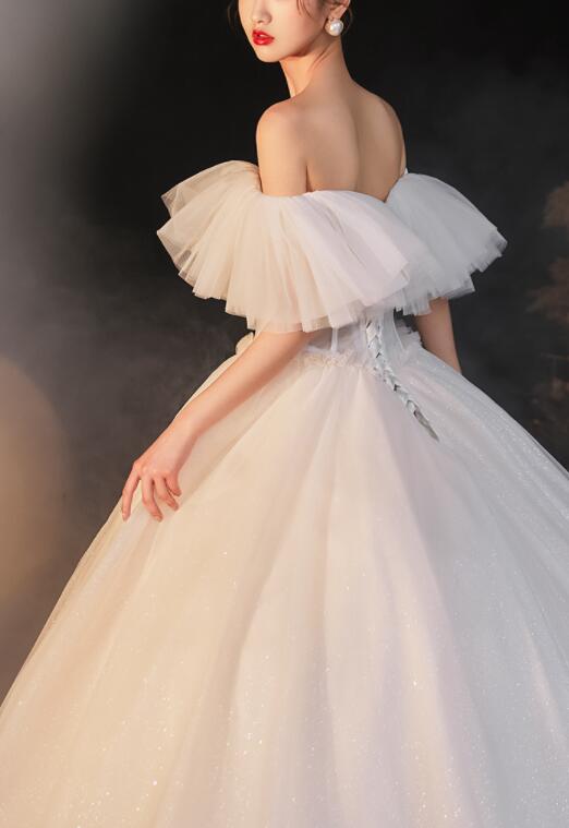 Wedding dress evening dress 2022 new bridal strapless wedding dress simple and neat sen super fairy dream trailing wedding dress women