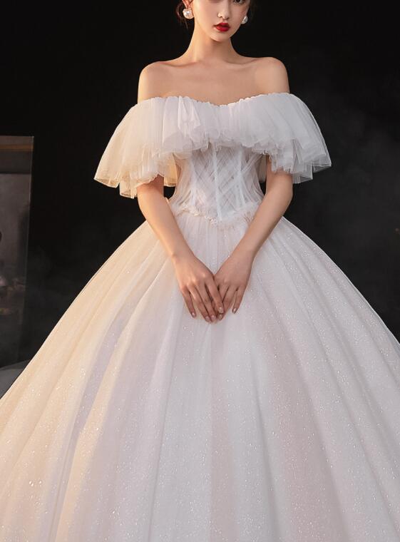 Wedding dress evening dress 2022 new bridal strapless wedding dress simple and neat sen super fairy dream trailing wedding dress women