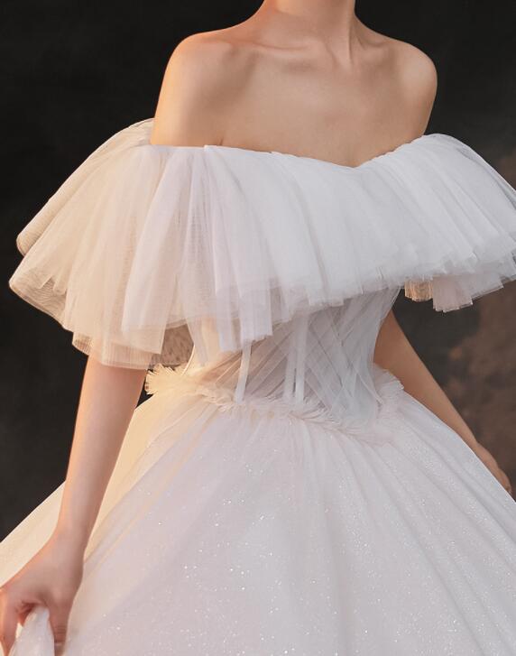 Wedding dress evening dress 2022 new bridal strapless wedding dress simple and neat sen super fairy dream trailing wedding dress women