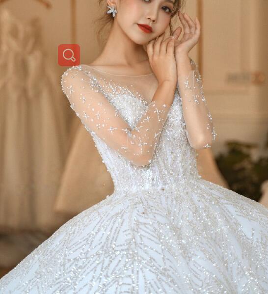 Wedding dress evening dress  bride temperament bright retro palace wedding dress big tail luxury sen super fairy dream