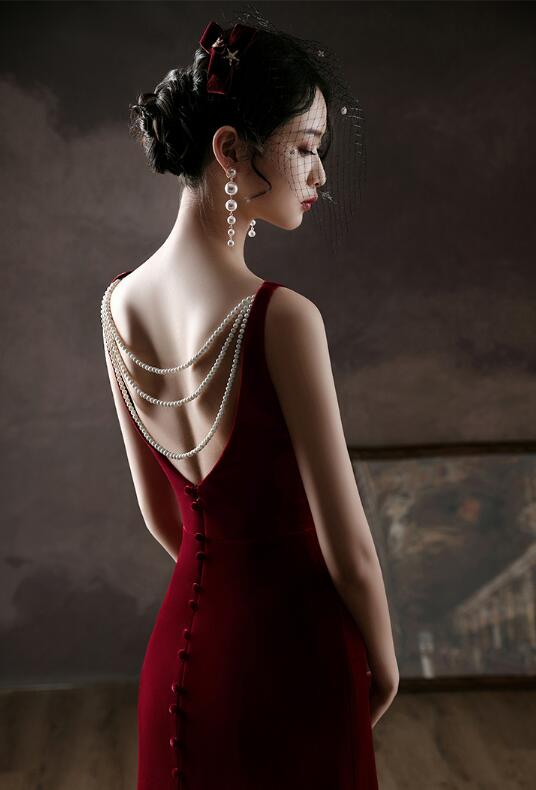 party dress Engagement Cheongsam French red wedding