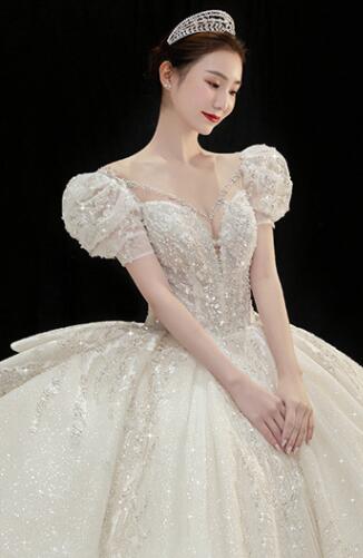 Wedding dress evening dress  bride temperament big tail palace style French light contracted woman small spring